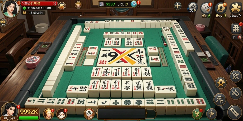 Screenshot gameplay 999ZK menunjukkan tantangan Mahjong yang menarik.