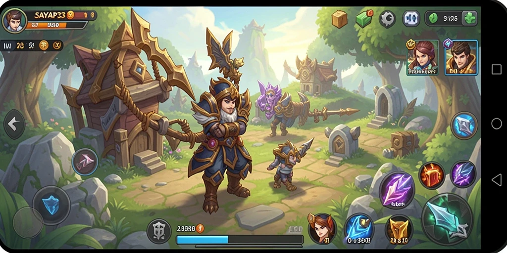 Screenshot utama SAYAP33 menunjukkan aksi pertempuran seru dalam dunia RPG.